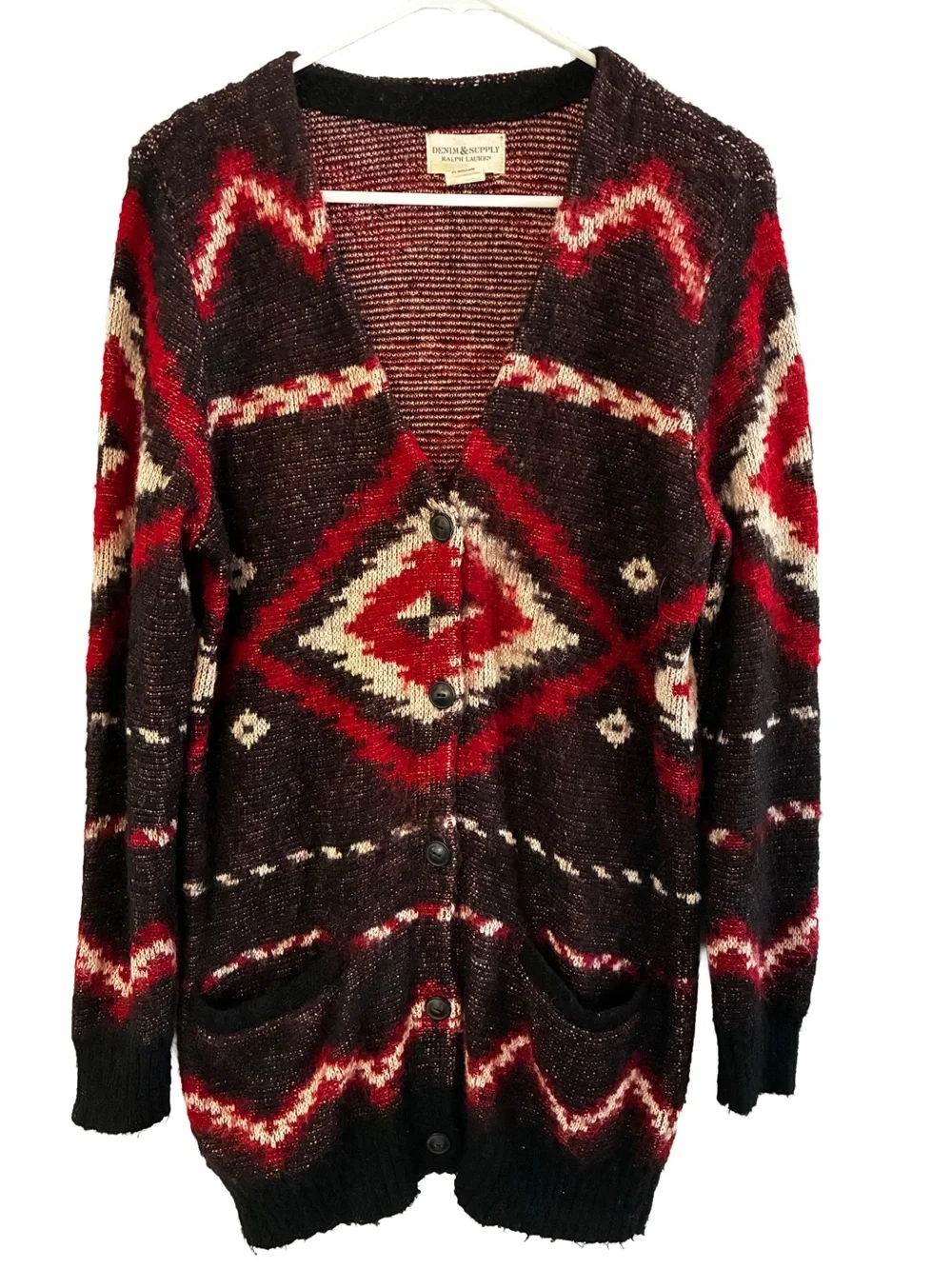 Denim & Supply Ralph Lauren Southwestern Cardigan M Mohair Wool Blend - Picture 2 of 5